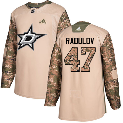 Adidas Stars #47 Alexander Radulov Camo Authentic Veterans Day Youth Stitched NHL Jersey - Click Image to Close